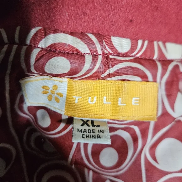 Anthropologie Red TULLE Wool Blend Button Up Coat, Lined, Sz XL - Picture 6 of 7